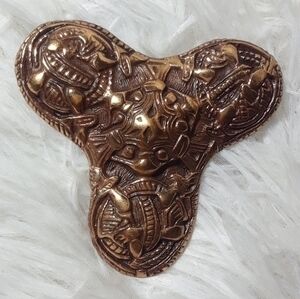 Vintage Triple Node Brassy Copper Brooch